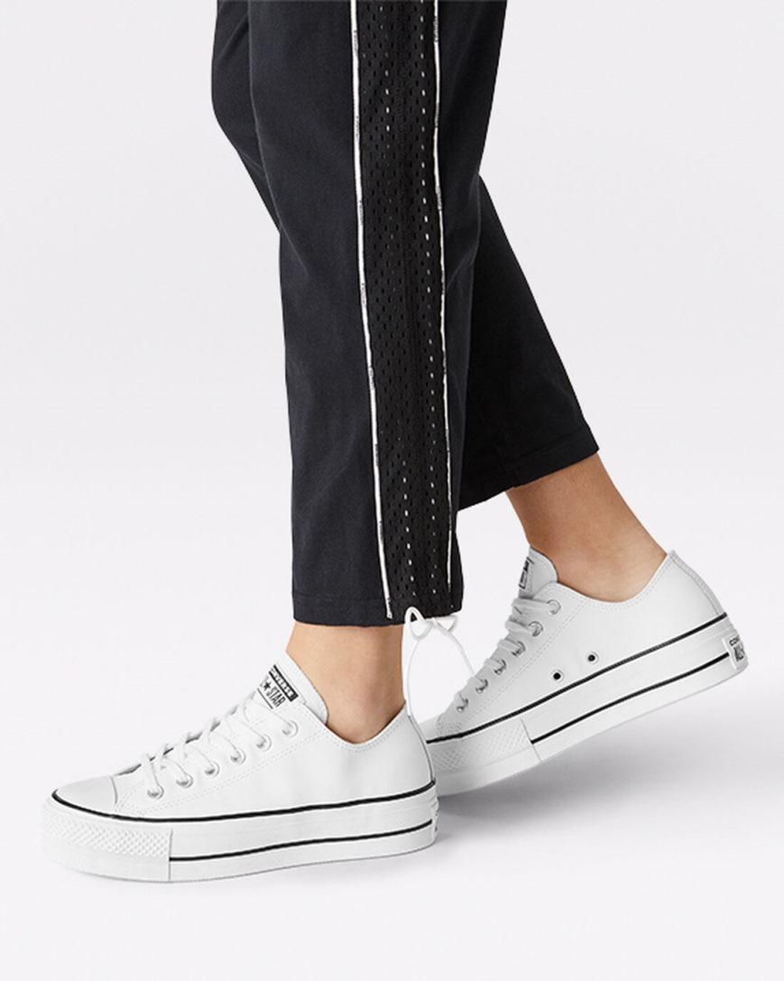 Topanky Na Platforme Converse Chuck Taylor All Star Lift Kozene Nizke Damske Biele Čierne Biele | SK M11IFX1